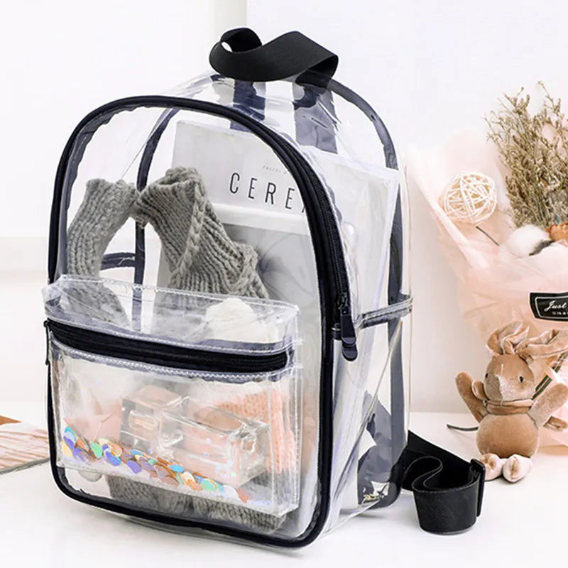 Women Backpack Transparent Waterproof PVC Bag Female College Students