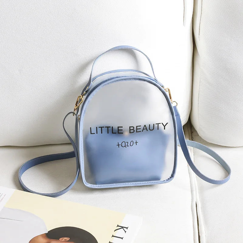 Transparent Waterproof PVC Bag Girls Handbag College Students Travel Backpack