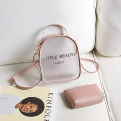 Transparent Waterproof PVC Bag Girls Handbag College Students Travel Backpack