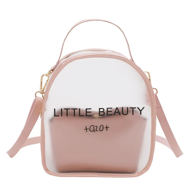 Transparent Waterproof PVC Bag Girls Handbag College Students Travel Backpack