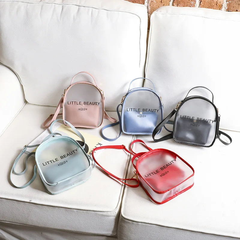 Transparent Waterproof PVC Bag Girls Handbag College Students Travel Backpack