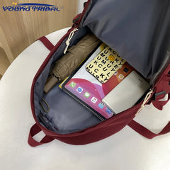Women Retro Waterproof Canvas Nylon Backpack School Bags