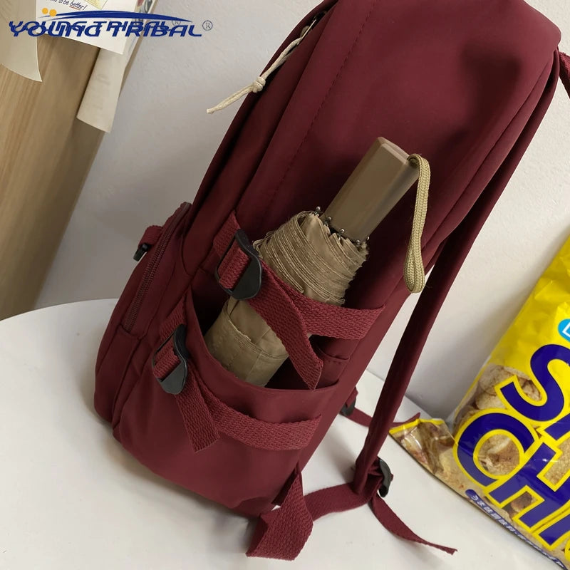 Women Retro Waterproof Canvas Nylon Backpack School Bags