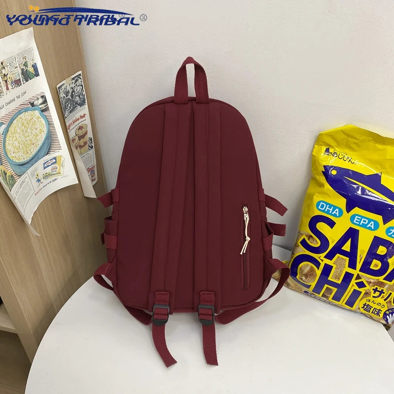 Women Retro Waterproof Canvas Nylon Backpack School Bags