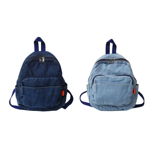 Vintage Denim School Backpack for Teen Girls