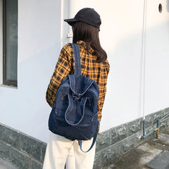 Retro Denim Backpack for Girls