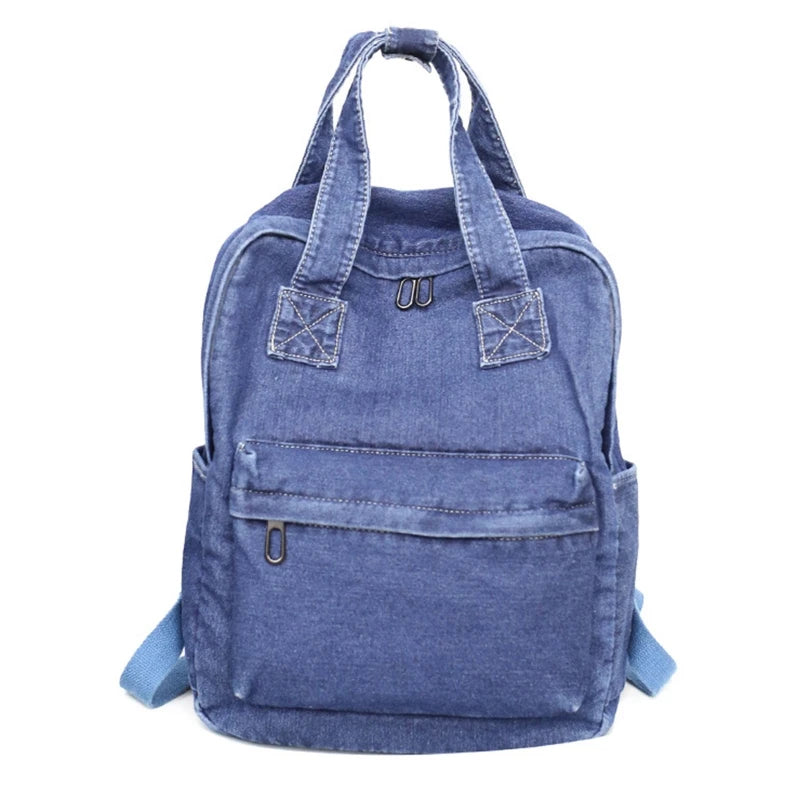 Vintage Denim School Backpack for Girls