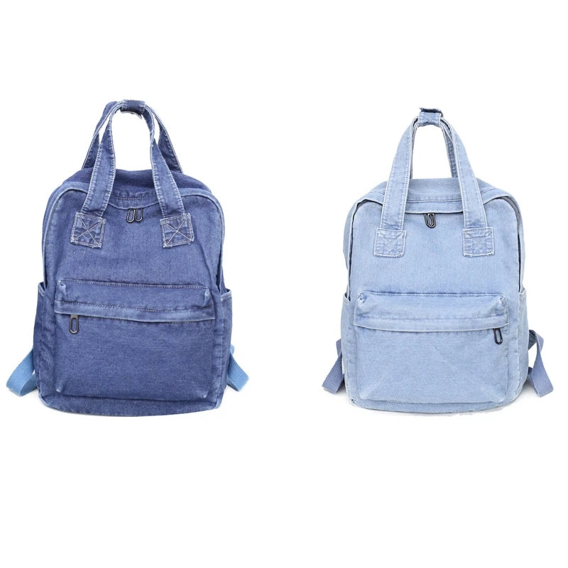 Retro Denim Backpack for Girls