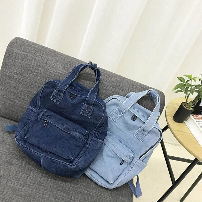 Retro Denim Backpack for Girls