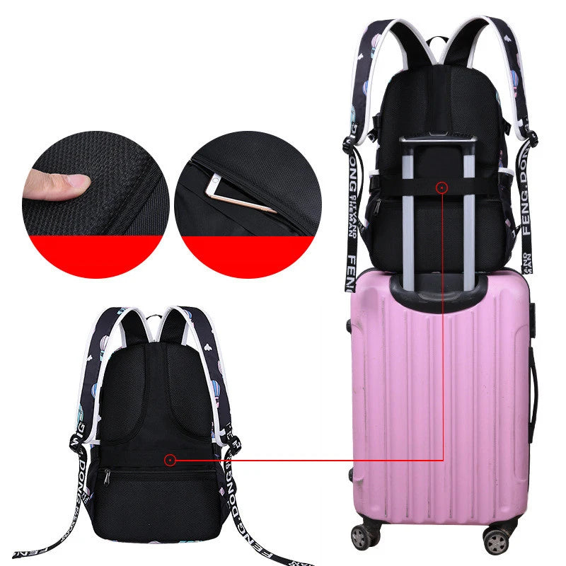Women Backpack for School Teenagers Stylish School Bags USB Charging