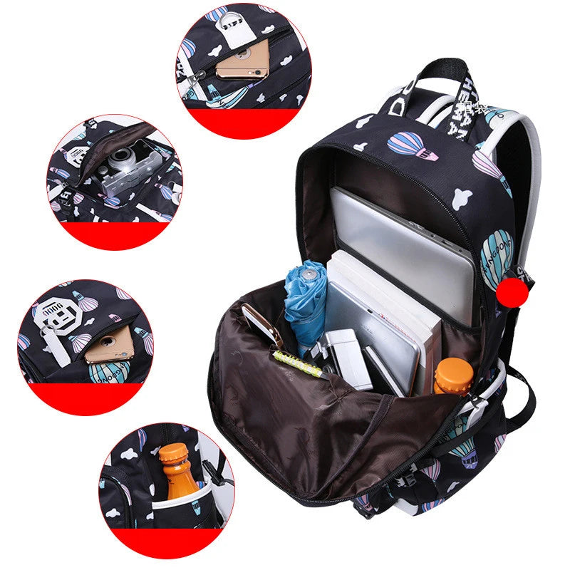 Women Backpack for School Teenagers Stylish School Bags USB Charging