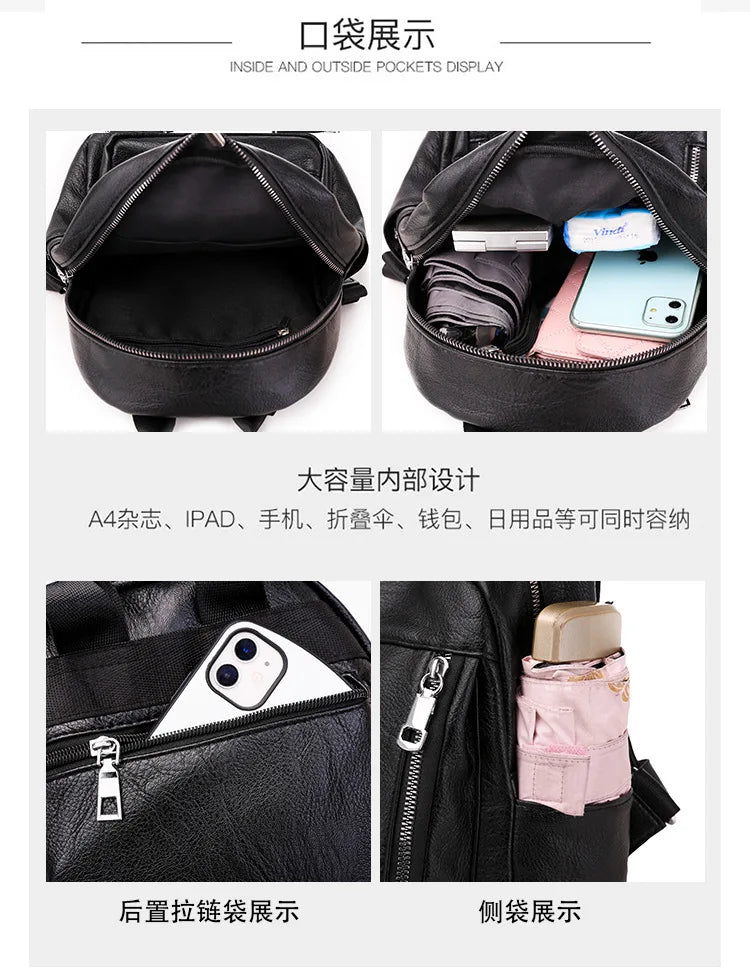 Women Small PU Leather Backpack for Teens Lady Shoulder