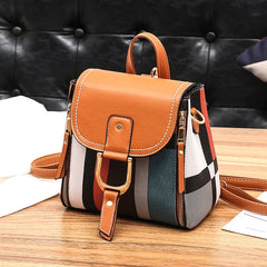 Grid Backpack with Gift Women School Bag Travel Purse