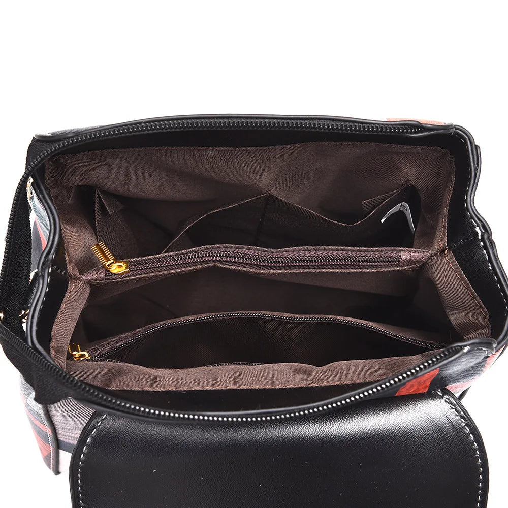 Grid Backpack with Gift Women School Bag Travel Purse