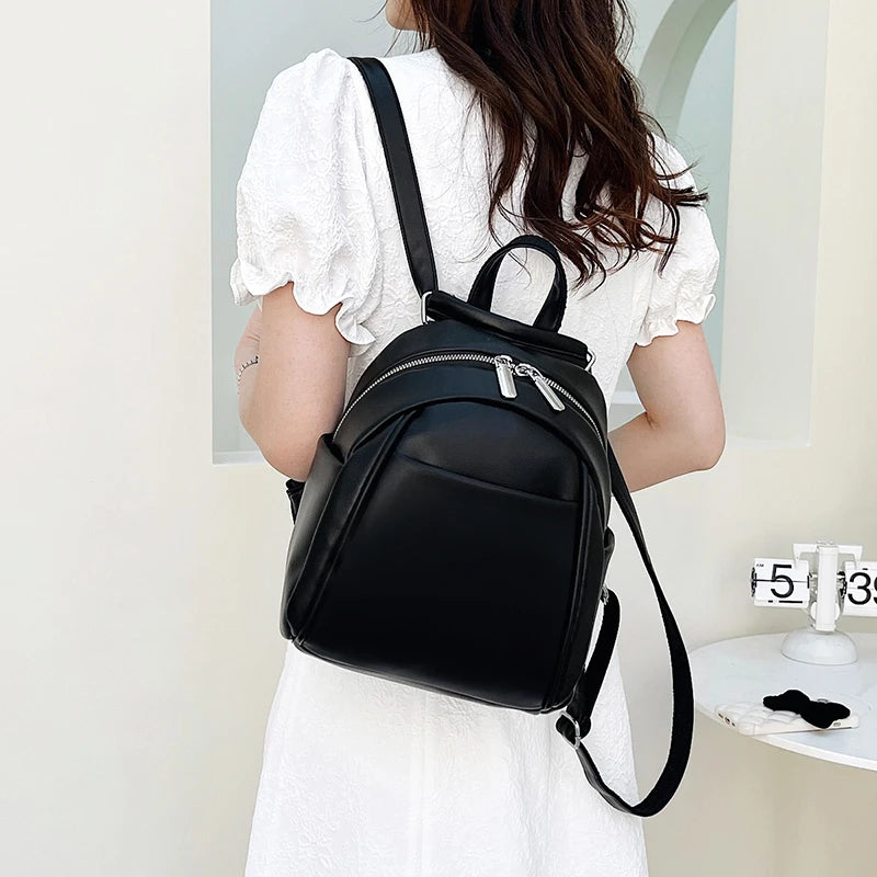 Women Backpacks High Leather Travel Backpack Small School Bags