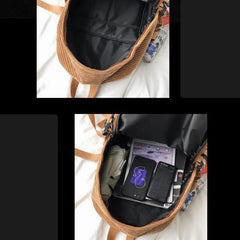 Corduroy Women Backpack Large School Bag for Girls Teens