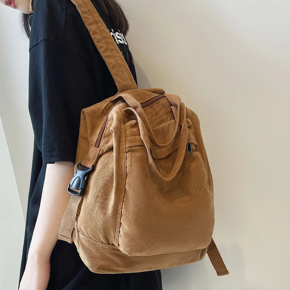 Green Canvas Rucksack Laptop School Bag for Teen Girls