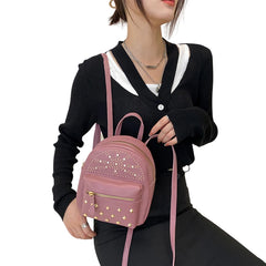 Rivet Zipper Backpack for Women Large Capacity