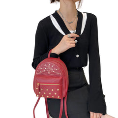 Rivet Zipper Backpack for Women Large Capacity