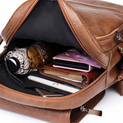Women Backpacks Pu Leather Patchwork Waterproof Shoulder Bag College