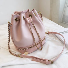 PU Leather Shoulder Bag Chain Bucket Bag Handbags Women Bags