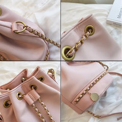 PU Leather Shoulder Bag Chain Bucket Bag Handbags Women Bags