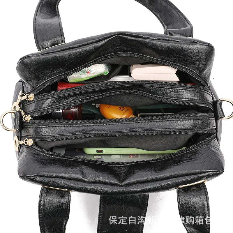 Soft Leather Large Shoulder Bag for Women, Multi-Purpose Handbag