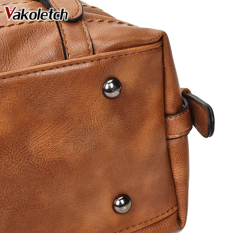 Vintage Shoulder Bag Women Handbags Soft Leather Crossbody Bags Ladies Boston