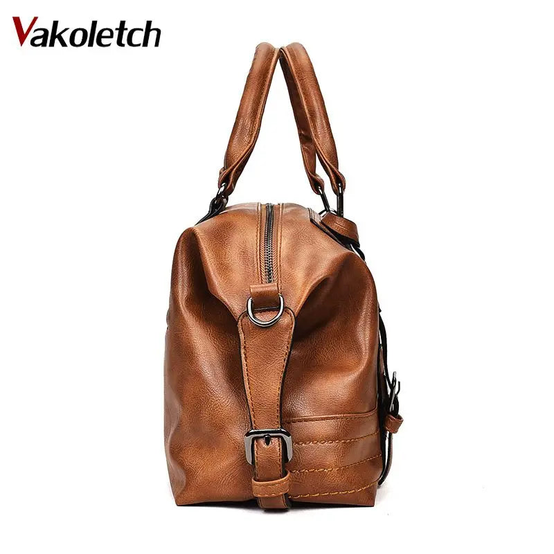 Vintage Shoulder Bag Women Handbags Soft Leather Crossbody Bags Ladies Boston