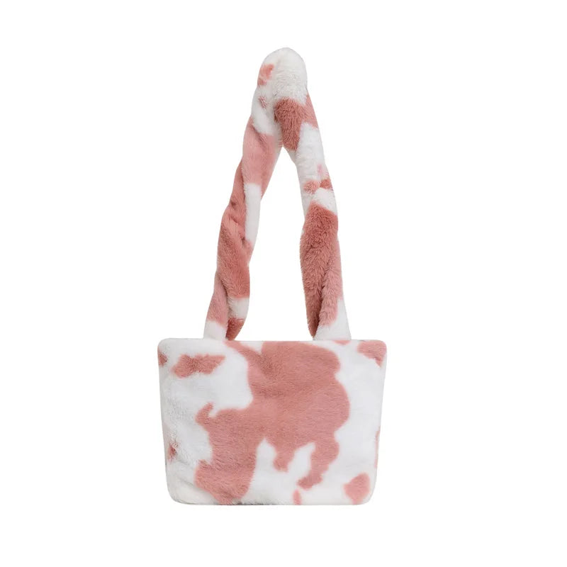 Winter Plush Messenger Bag Casual Women Totes Shoulder Bags Female Purse