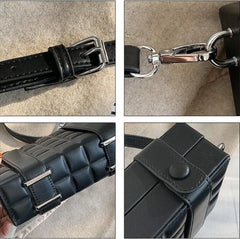 Women Bag Box Bag Double Belt Chocolate Block Shoulder Waist Handbags