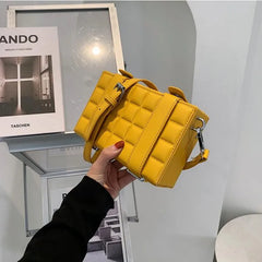 Women Bag Box Bag Double Belt Chocolate Block Shoulder Waist Handbags