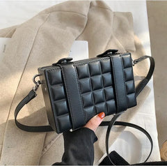 Women Bag Box Bag Double Belt Chocolate Block Shoulder Waist Handbags