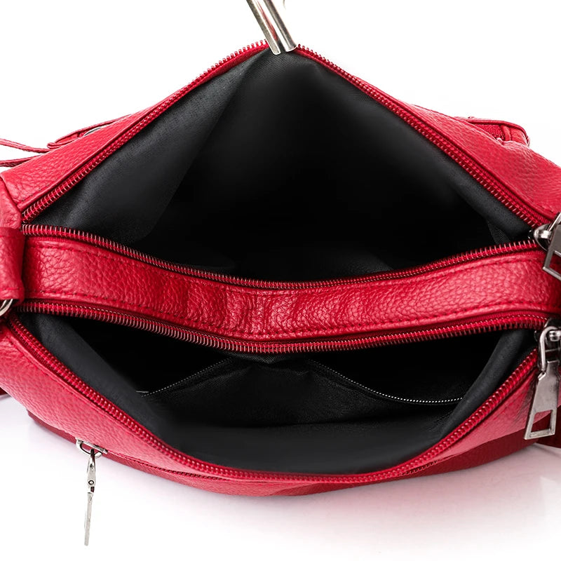 Vintage PU Leather Crossbody Bag Large Capacity Female Shoulder Bag