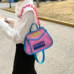 Canvas Shoulder Bag Chain Totes Ladies Crossbody Handbag