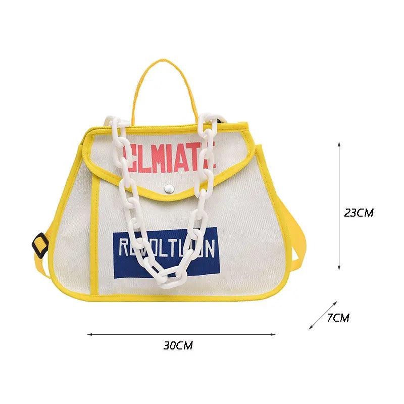 Canvas Shoulder Bag Chain Totes Ladies Crossbody Handbag