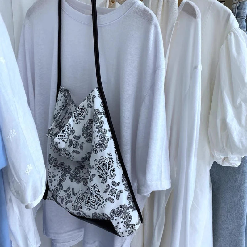 Bohemian Vintage Shoulder Bag Soft Print High Capacity Tote Handbag