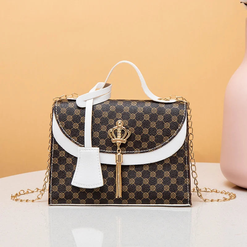 Leather Tassel Crossbody Bag Small Square Shoulder Casual Phone Bag