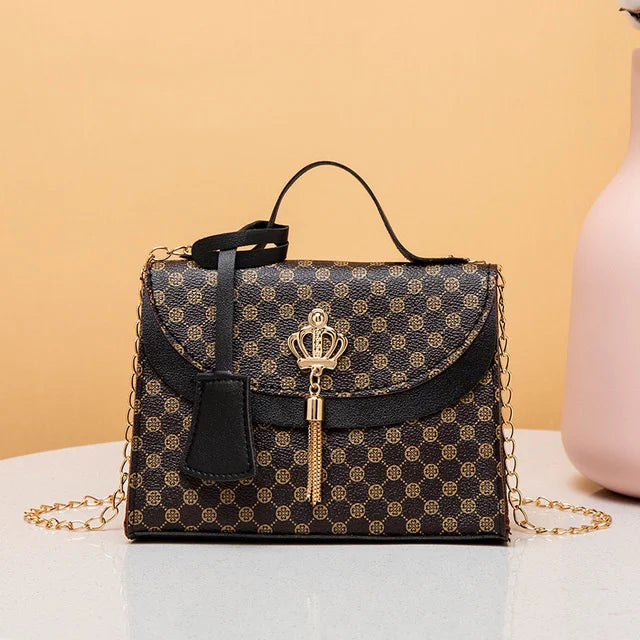 Leather Tassel Crossbody Bag Small Square Shoulder Casual Phone Bag