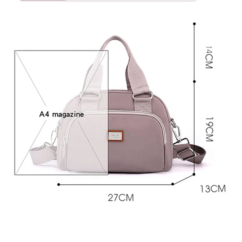 Women Crossbody Nylon Shoulder Bag Solid Color Messenger Handbag