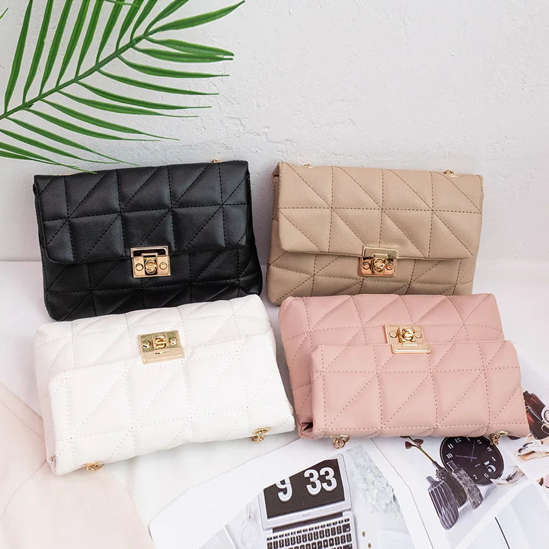 Embroidered Square Chain Small Square Shoulder Messenger Bag