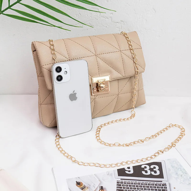 Embroidered Square Chain Small Square Shoulder Messenger Bag