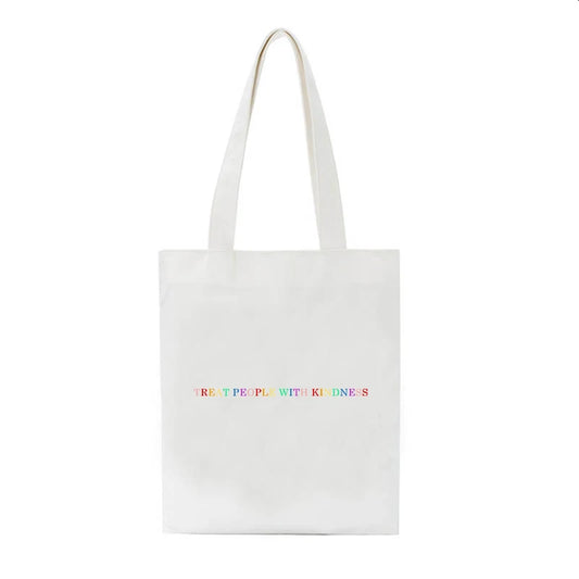 Canvas Treat People With Kindness Casual Big Capacity Shoulder Bag