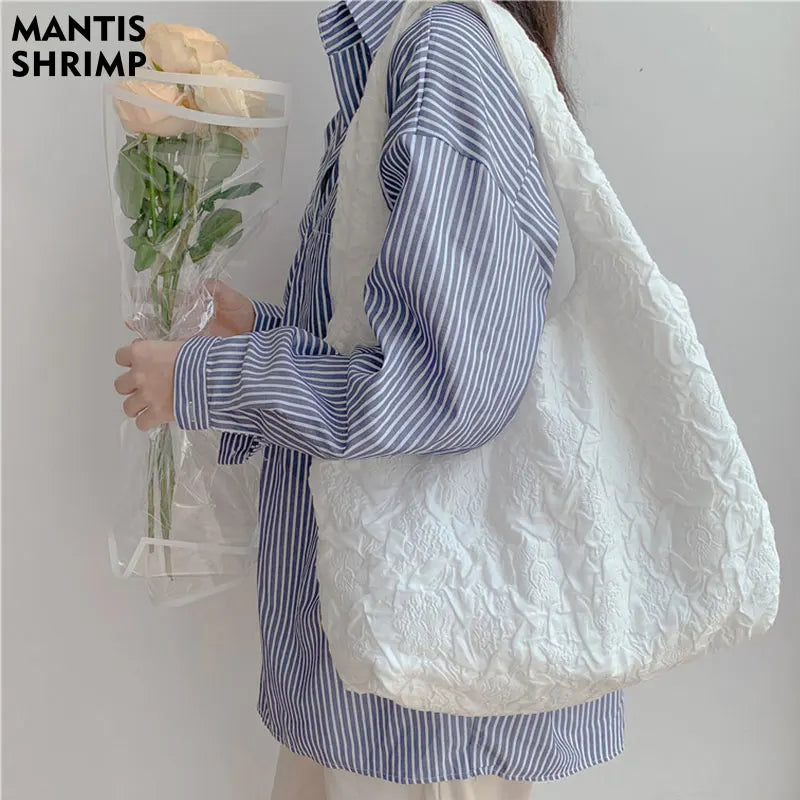 Pleated Shoulder Bag Women Large Capacity Tote Handbag