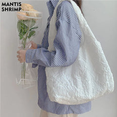 Pleated Shoulder Bag Women Large Capacity Tote Handbag