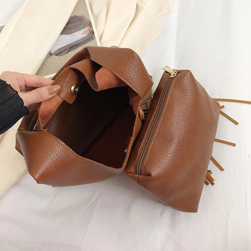 Women Bag Tassel Handbags Ladies Totes Vintage Versatile Shoudler Bags