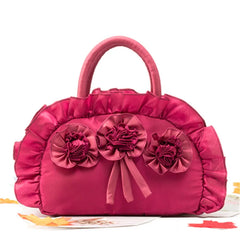 Women Bag Flowers Ethnic Retro Pleated Handbag