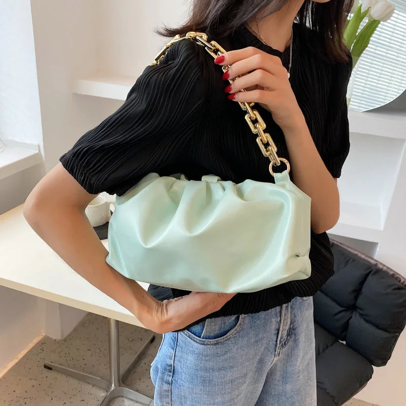 Women Fold Chain Crossbody Shoulder Handbag