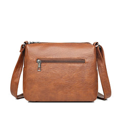 Vintage Crossbody PU Leather Bag with Multiple Pockets