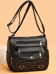 Vintage Crossbody PU Leather Bag with Multiple Pockets